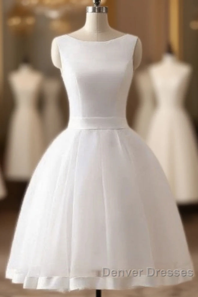 Beach Open Bow Back Knee Length Simple Wedding Dress Main image