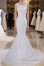 Beaded Lace Backless Mermaid  Wedding Dress