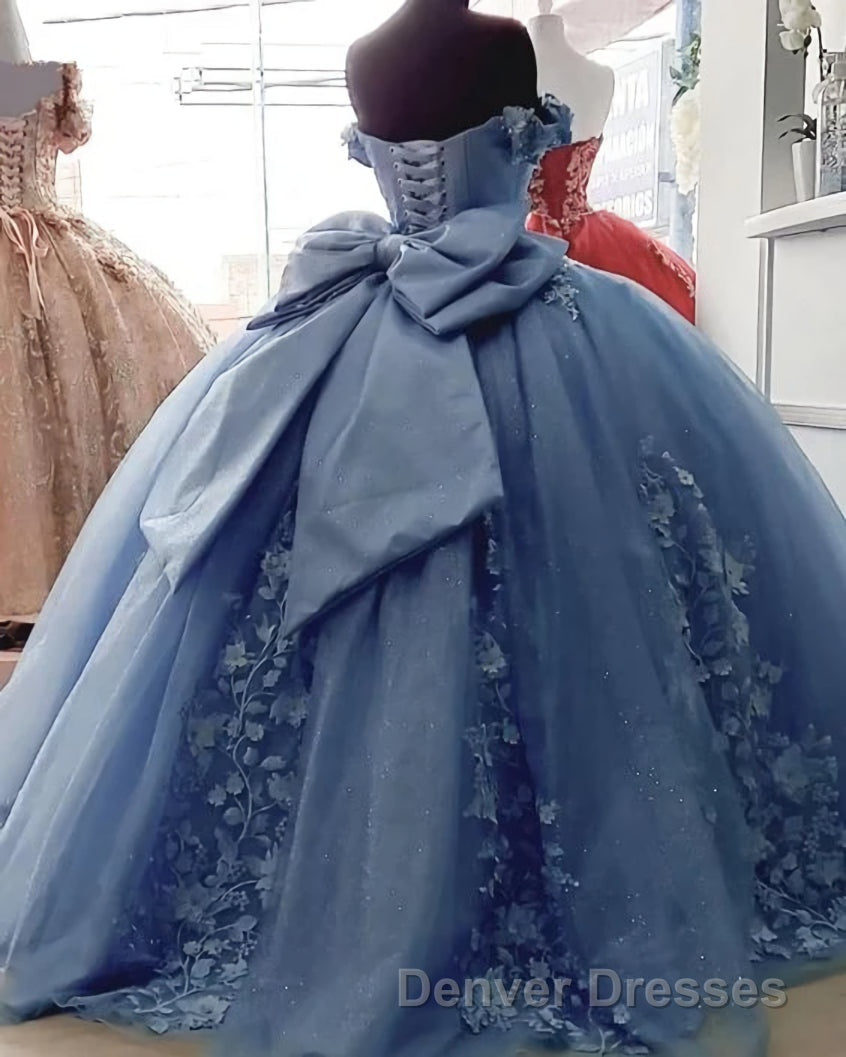 Beaded Princess Quinceanera Dress with Big Bow Sweet 15 16 Ball Gown
