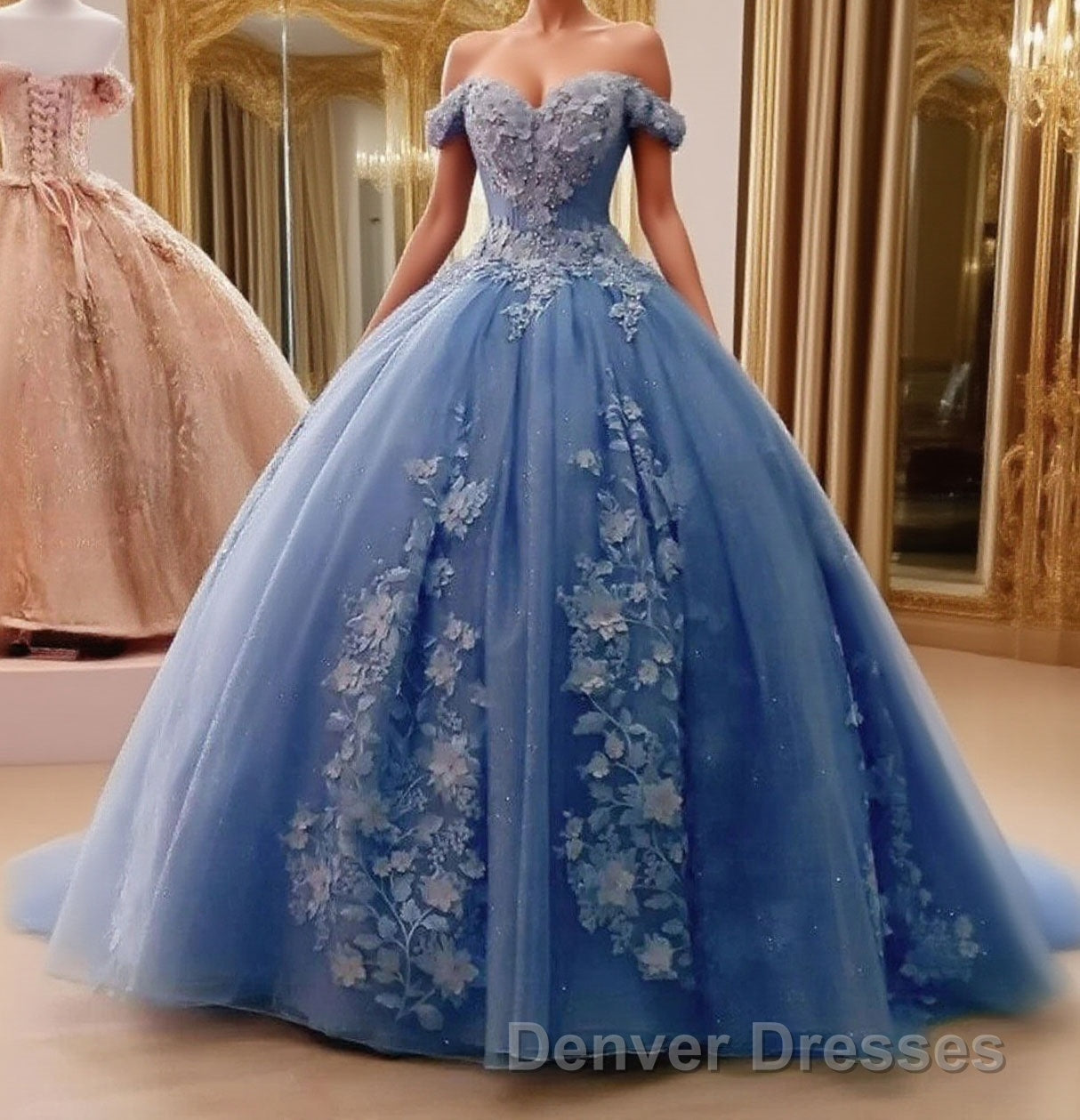 Beaded Princess Quinceanera Dress with Big Bow Sweet 15 16 Ball Gown Main image