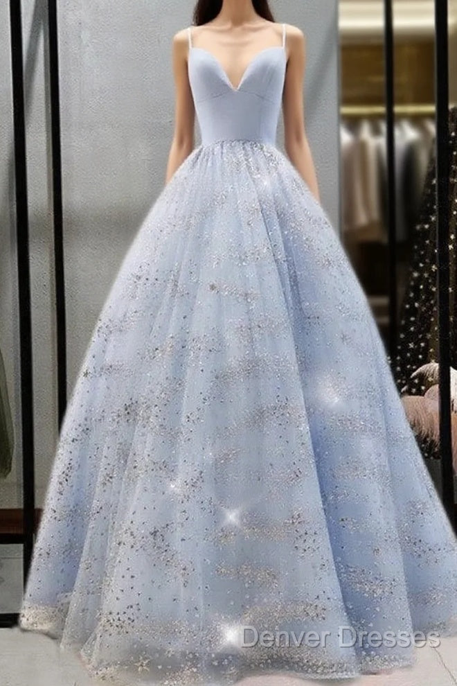Beaded Tulle Prom Dress Ball Gown Plunge Neck