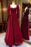 Beautiful A Line Red Velvet Prom Dress Sweatheart Party Dress Brithday Ball Gown