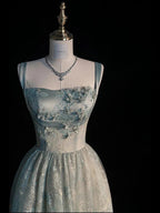 Beautiful A Line Sage Green Long Tulle Prom Dress