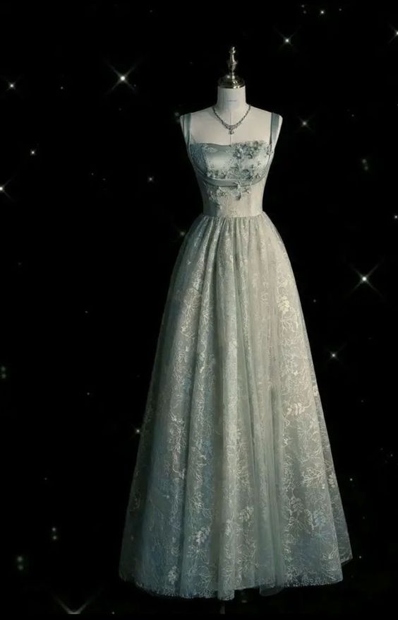 Beautiful A Line Sage Green Long Tulle Prom Dress Main image