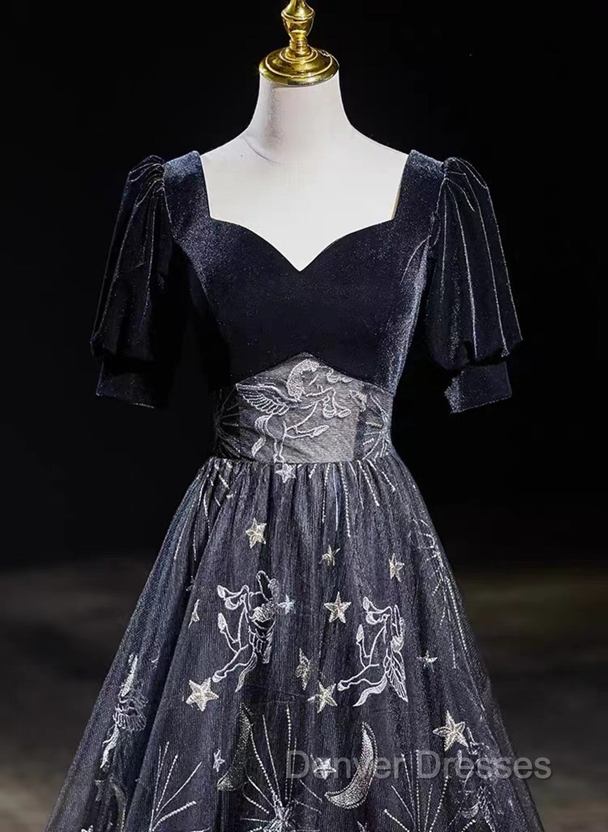 Beautiful A-line Simple Black Floor Length Party Dress, Black Long Prom Dress Secondary image