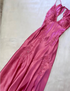 Beautiful A Line Spaghetti Straps Green Long Prom Dress Backless Satin Evening Gowns