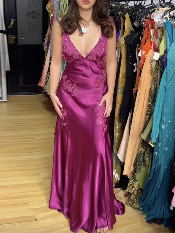Beautiful A Line Spaghetti Straps Green Long Prom Dress Backless Satin Evening Gowns