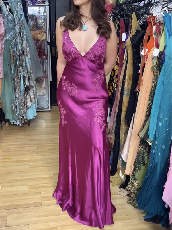 Beautiful A Line Spaghetti Straps Green Long Prom Dress Backless Satin Evening Gowns