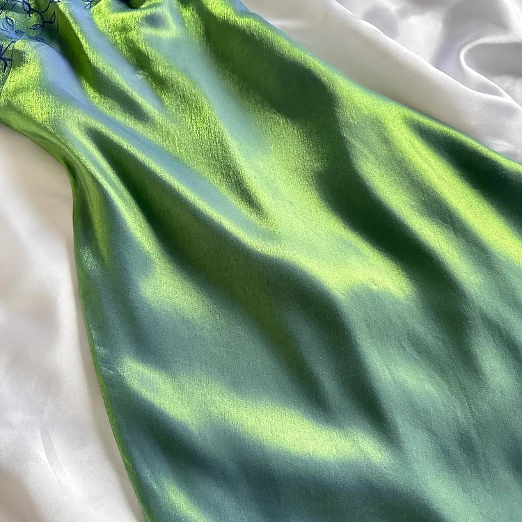 Beautiful A Line Spaghetti Straps Green Long Prom Dress Evening Gowns