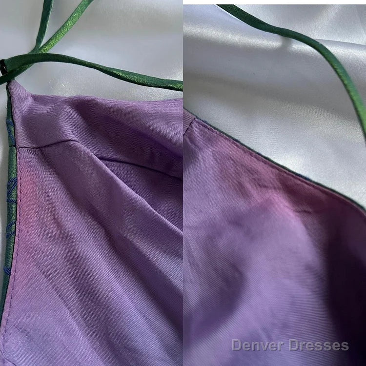 Beautiful A Line Spaghetti Straps Green Long Prom Dresses Evening Gowns