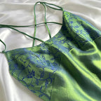 Beautiful A Line Spaghetti Straps Green Long Prom Dress Evening Gowns