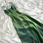 Beautiful A Line Spaghetti Straps Green Long Prom Dress Evening Gowns