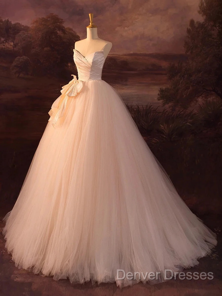 Beautiful A-Line Strapless Tulle Long Prom Dress Evening Dress Secondary image