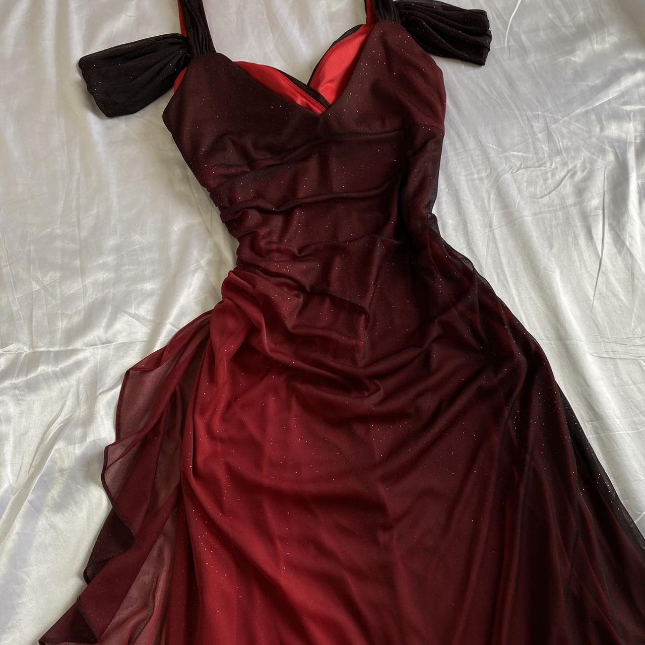 Beautiful A Line Straps Ombre Red Long Chiffon Prom Dress