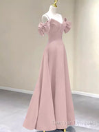 Beautiful A-Line Straps Pink Long Prom Dress