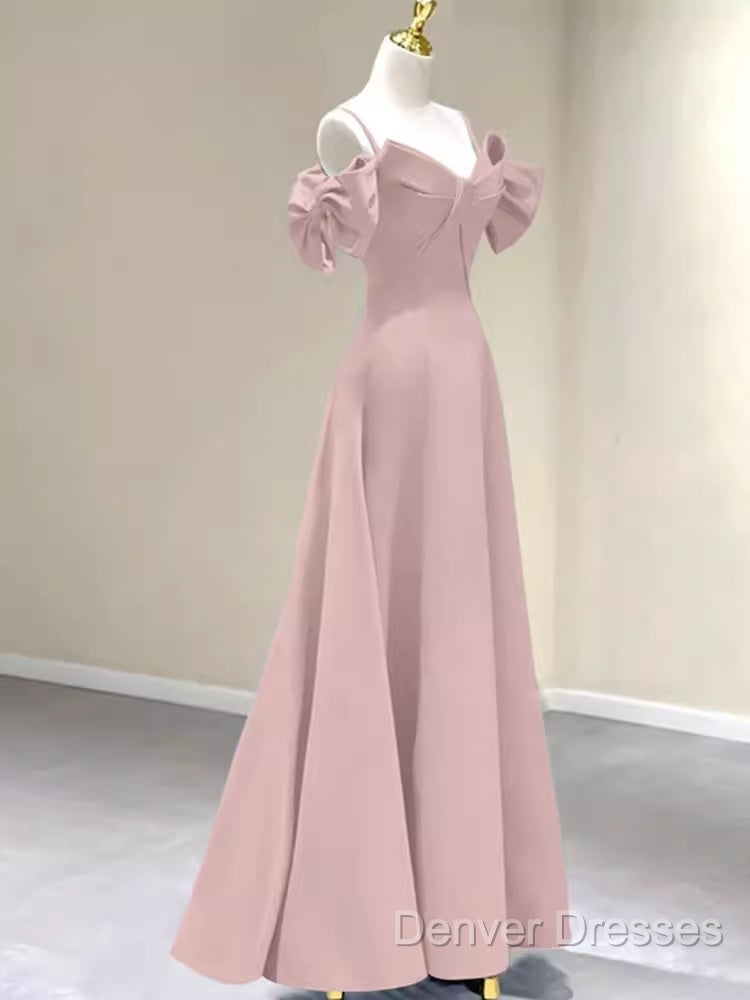 Beautiful A-Line Straps Pink Long Prom Dress
