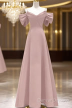 Beautiful A-Line Straps Pink Long Prom Dress