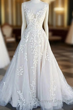 Beautiful A-Line V-Neck Floor Sweeping Skirt With Lace Wedding Dress