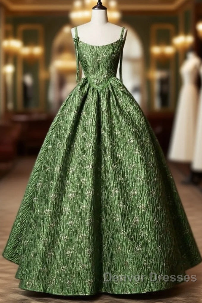 Beautiful Ball Gown Green Lace Prom Gown Long Prom Dress Main image