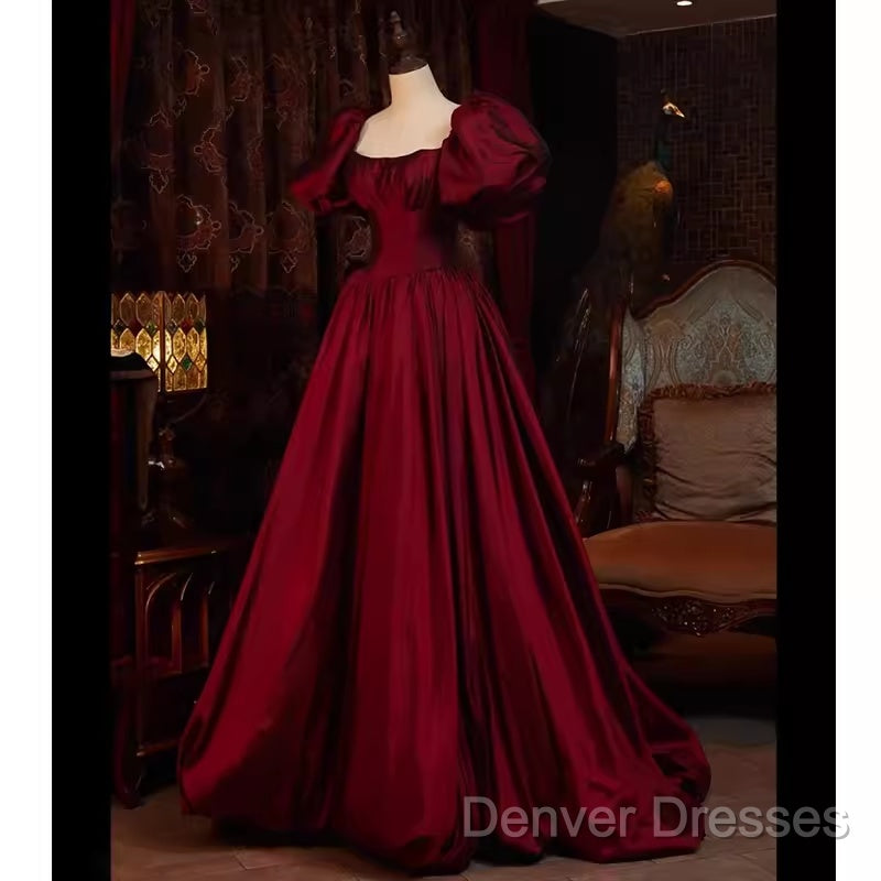 Beautiful Ball Gown Square Neckline Satin Long Red Prom Dress Secondary image