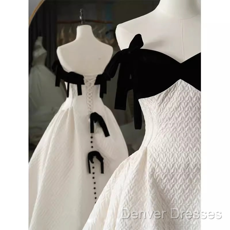 Beautiful Ball Gown Straps White Lace Long Prom Dress Secondary image