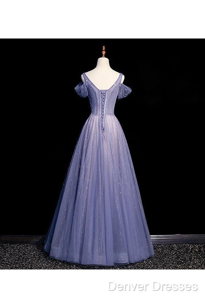 Beautiful Beaded V-Neckline Long Floor Length, A-Line Formal Gown