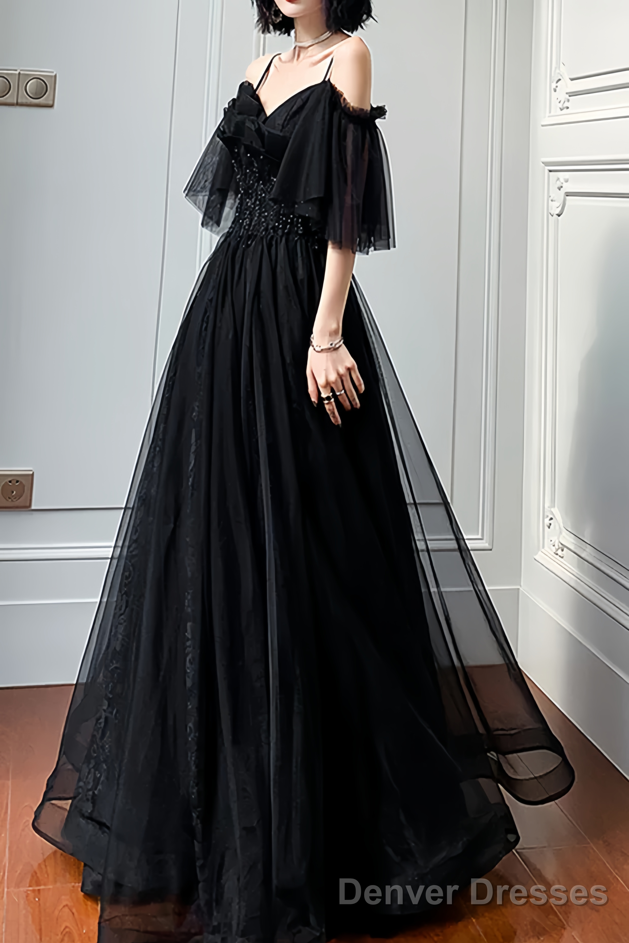 Beautiful Black Off the Shoulder Evening Dress Prom Dresses Secondary image