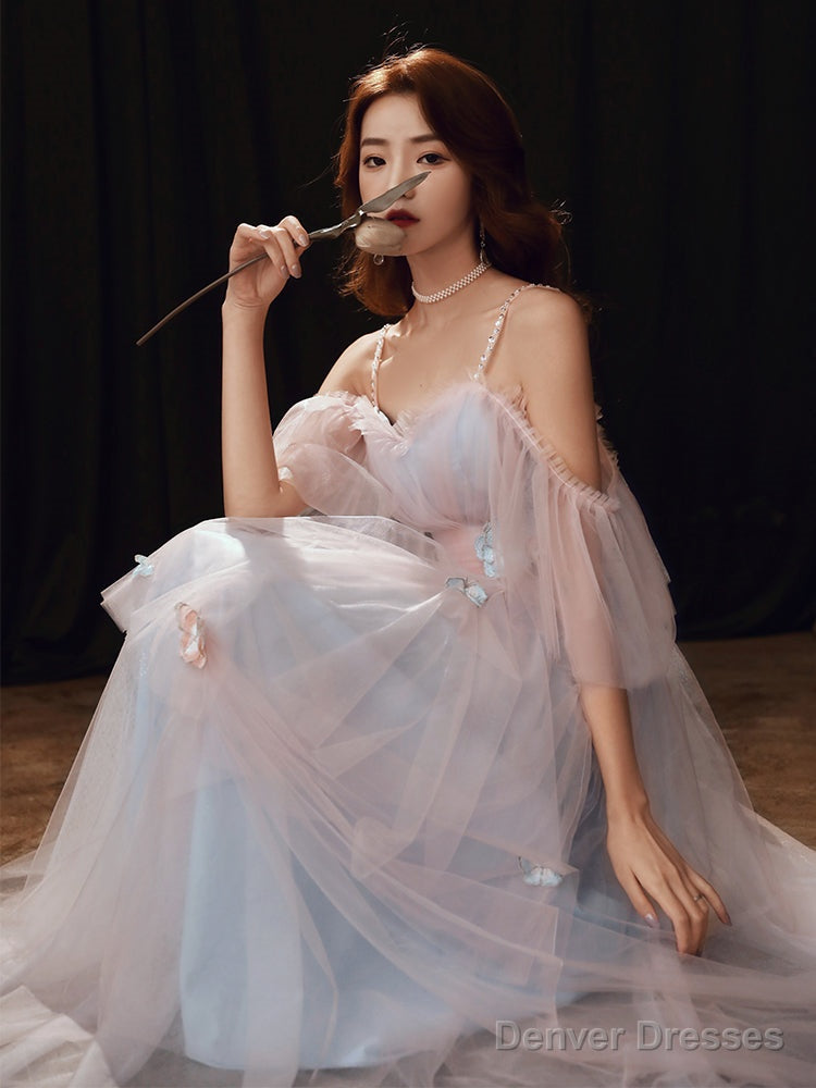 Beautiful Blue And Pink Tulle Long Formal Dress Party Dress, A-Line Cute Evening Gown Main image