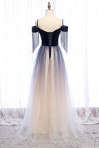 Beautiful Blue Gradient Tulle Long Party Dress,A-Line Off Shoulder Formal Dress