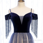Beautiful Blue Gradient Tulle Long Party Dress,A-Line Off Shoulder Formal Dress