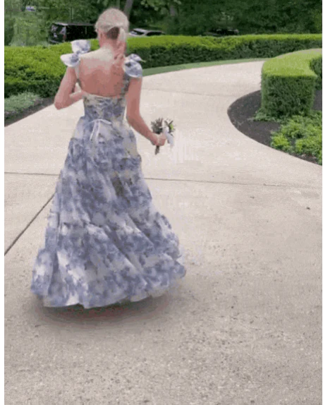 Beautiful Floral Print Chiffon Long Prom Dress Evening Dress