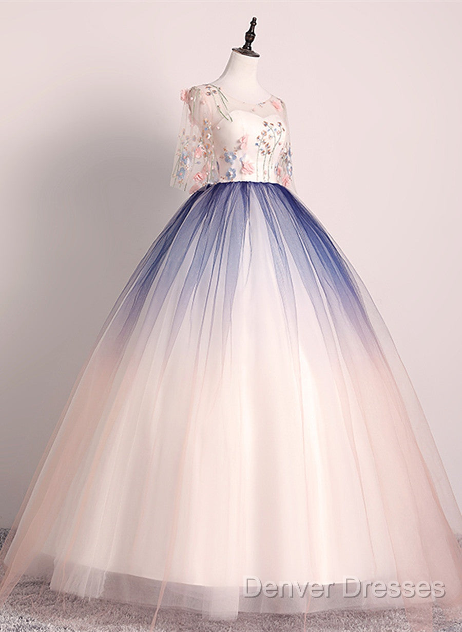 Beautiful Gradient Ball Gown Long Party Dress, Gradient Formal Dress Secondary image