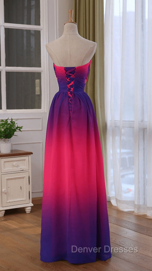 Beautiful Gradient Chiffon Sweetheart Beaded Prom Dress A-line Gradient Party Dress prom Dress shops