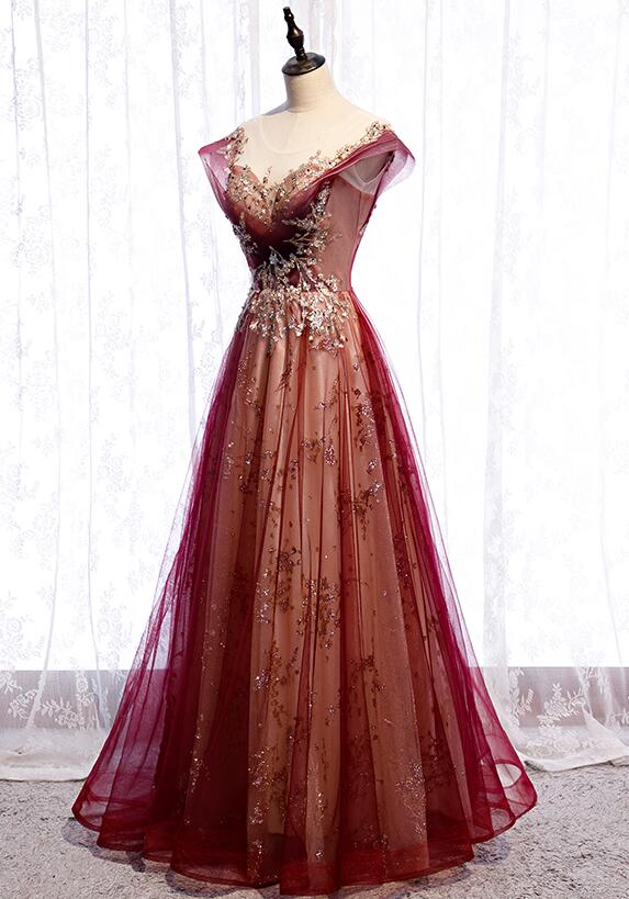 Beautiful Gradient Tulle Sweetheart A-Line Prom Dress, Charming Formal Gown