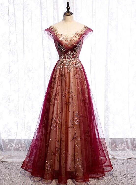 Beautiful Gradient Tulle Sweetheart A-Line Prom Dress, Charming Formal Gown