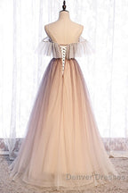 Beautiful Gradient Tulle With Straps Sweetheart Party Dress, A-Line Tulle Evening Dress Prom Dress
