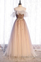 Beautiful Gradient Tulle With Straps Sweetheart Party Dress, A-Line Tulle Evening Dress Prom Dress