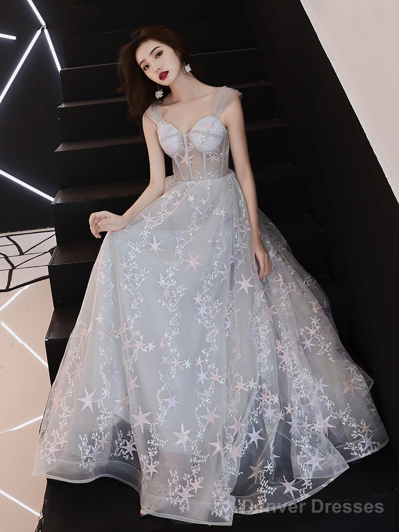 Beautiful Grey Off Shoulder Sweetheart Long Party Dress Prom Dress, Grey Evening Dress
