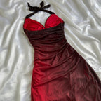 Beautiful Halter Birthday Party Dress Red Prom Dress