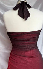 Beautiful Halter Birthday Party Dress Red Prom Dress