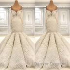 Beautiful Ivory Mermaid Sweetheart Lace Bridal Gowns for Wedding