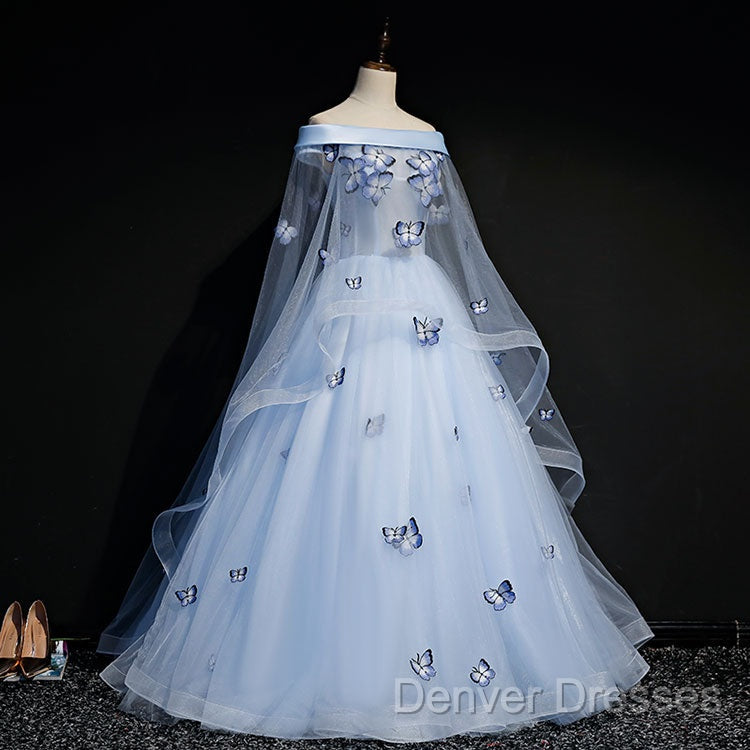 Beautiful Light Blue Ball Gown Lace-Up Party Dress, Blue Prom Dress Secondary image