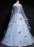 Beautiful Light Blue Ball Gown Lace-Up Party Dress, Blue Prom Dress