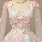 Beautiful Light Blue Long Formal Dress Party Dress, Unique Blue Prom Dress Gown