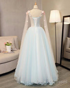 Beautiful Light Blue Long Formal Dress Party Dress, Unique Blue Prom Dress Gown