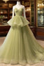 Beautiful Light Green Sweetheart Layers Princess Formal Gown, Green Tulle Long Party Dress Prom Dress