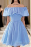 Beautiful Light Off Shoulder Knee Length Bridesmaid Dress, Party Dress