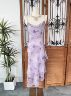 Beautiful Light Purple Spaghetti Strap Butterfly Printed Chiffon Prom Dress
