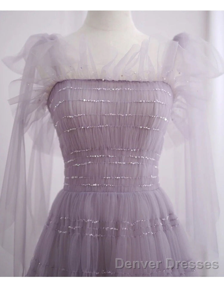 Beautiful Light Purple Tea Length Soft Tulle Party Dress, Cute Short Homecoming Dress Formal Dress Secondary image