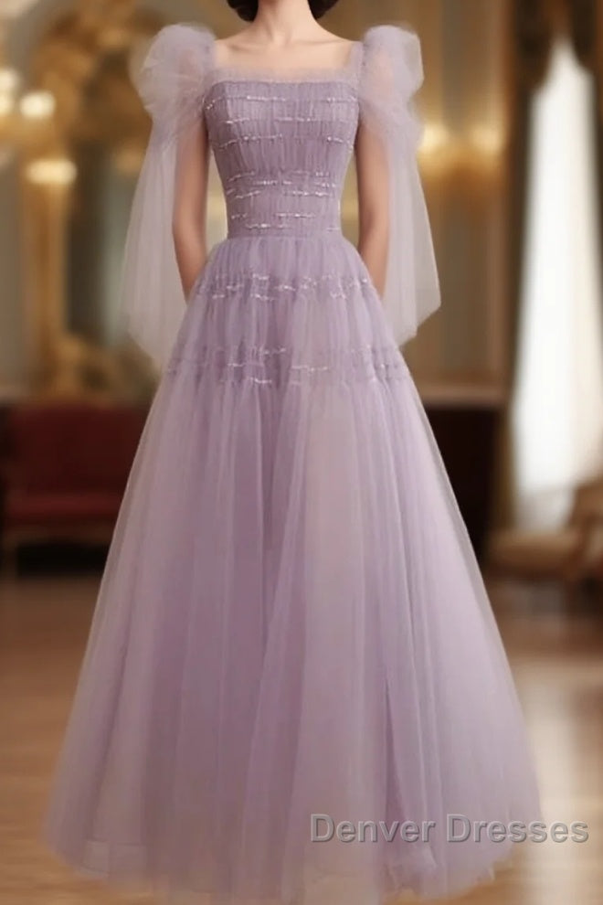 Beautiful Light Purple Tea Length Soft Tulle Party Dress, Cute Short Homecoming Dress Formal Dress Main image